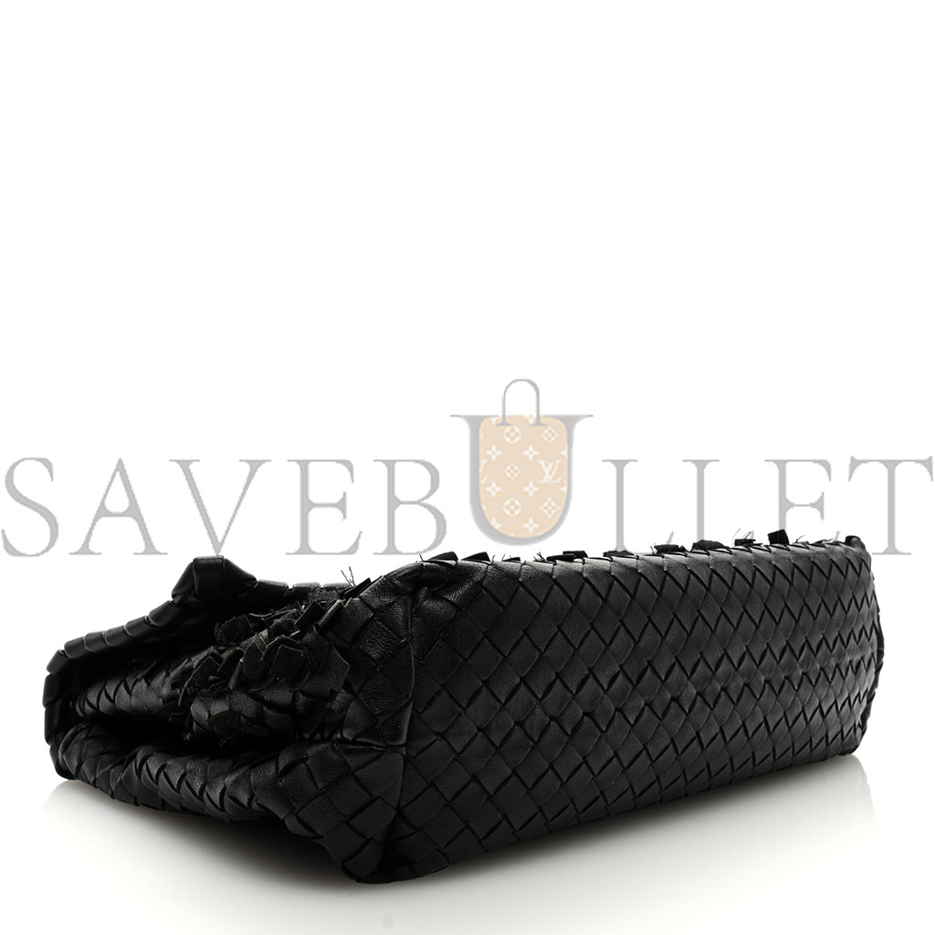 bo*te*ga Ve*ne*ta nappa intrecciato fringe flap black (28*20*10cm)